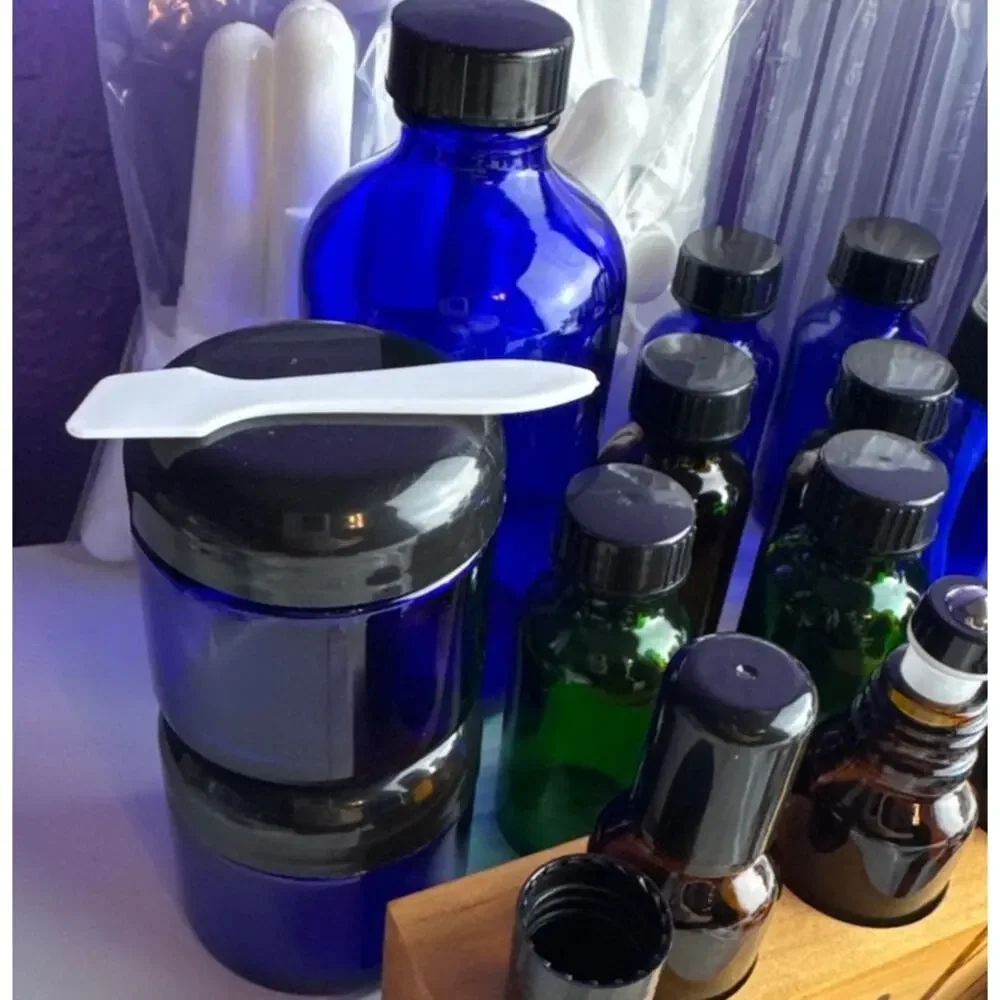 HUGE Essential Oils Bundle of Bottles Roller Dropper Sprayers Travel Jar Holder